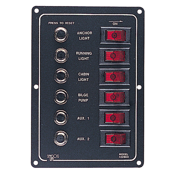Sea-Dog Aluminum Circuit Breaker Panel - 6 Circuit [422800-1]