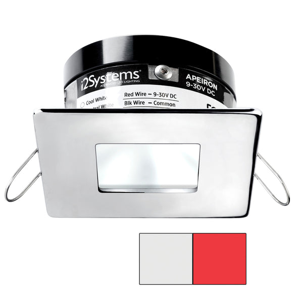 i2Systems Apeiron A503 3W Spring Mount Light - Square/Square - Cool White  Red - Polished Chrome Finish [A503-14AAG-H]
