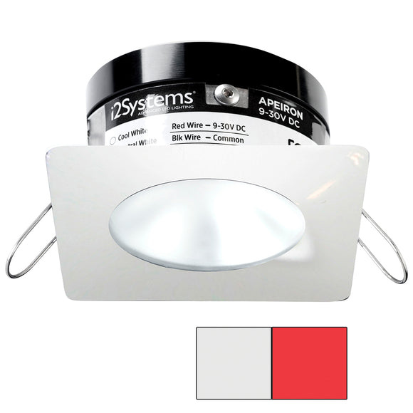 i2Systems Apeiron PRO A503 - 3W Spring Mount Light - Square/Round - Cool White  Red - White Finish [A503-32AAG-H]