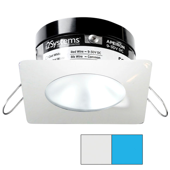 i2Systems Apeiron PRO A503 - 3W Spring Mount Light - Square/Round - Cool White  Blue - White Finish [A503-32AAG-E]