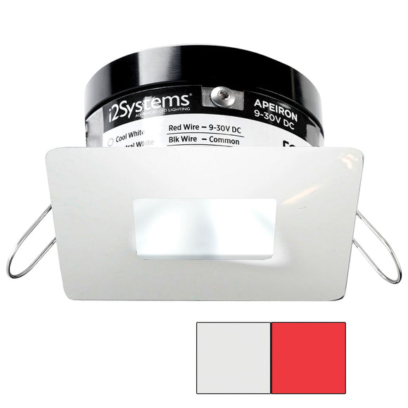 i2Systems Apeiron PRO A503 - 3W Spring Mount Light - Square/Square - Cool White  Red - White Finish [A503-34AAG-H]