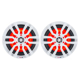 DS18 HYDRO 6.5" 2-Way Marine Speakers w/RGB LED Lights 300W - White [NXL-6]