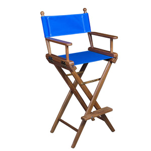 Whitecap Captains Chair w/Blue Seat Covers - Teak [60045]