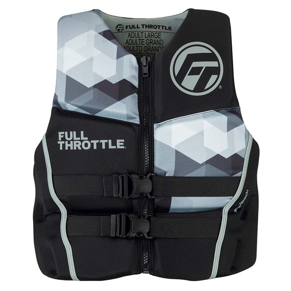 Full Throttle Mens Rapid-Dry Flex-Back Life Jacket - L - Black/Grey [142500-701-040-22]