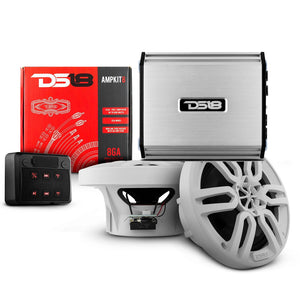 DS18 Golf Cart Package w/6.5" White Speakers, Amplifier, Amp Kit  Bluetooth Remote [6.5GOLFCART-WHITE]