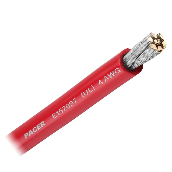 Pacer Red 4 AWG Battery Cable - Sold By The Foot [WUL4RD-FT]