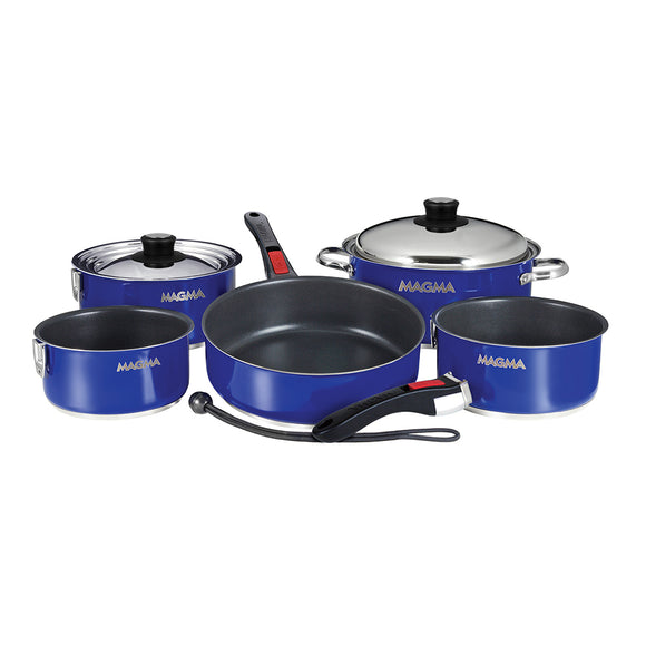Magma Nestable 10 Piece Induction Non-Stick Enamel Finish Cookware Set - Cobalt Blue [A10-366-CB-2-IN]