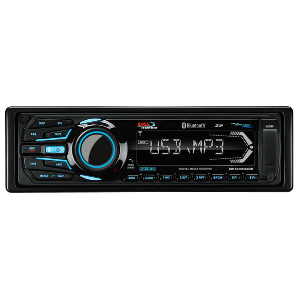 Boss Audio MR1308UABK Bluetooth - Fully Marinized MP3-Compatible Digital Media Receiver w/USB  SD Memory Card Ports  Aux Input [MR1308UABK]